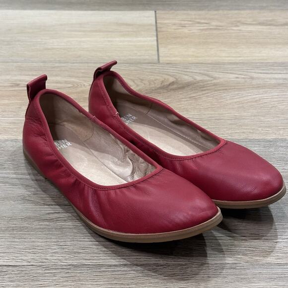 Eileen Fisher Ballet Flats Women’s 7 Notion Cranberry Red Leather Chic Preppy - Picture 1 of 9